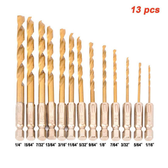 Picture of Toolman Drill Bit Set Universal Fit 13pc HSS Titanize hexagon shank works with DeWalt Makita Ryobi