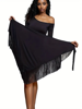 Picture of Women's Solid Color Tassel Wrap Skirt Dance Skirt, Long Sleeve, Women's Activewear