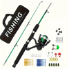 Picture of Ambidextrous Fiberglass Fishing Rod & Reel Combo Set with Tackle Box - Medium Light Power, 39.37-inch Telescopic Rod, Rotating Spool, Medium Fast Action - Portable Carp Fishing Gear for Travel