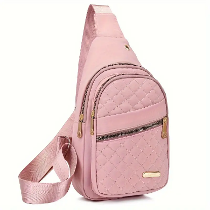 Picture of Crossbody Bag With Adjustable Shoulder Strap, Polyester Material, Zipper Closure, Solid Color Design
